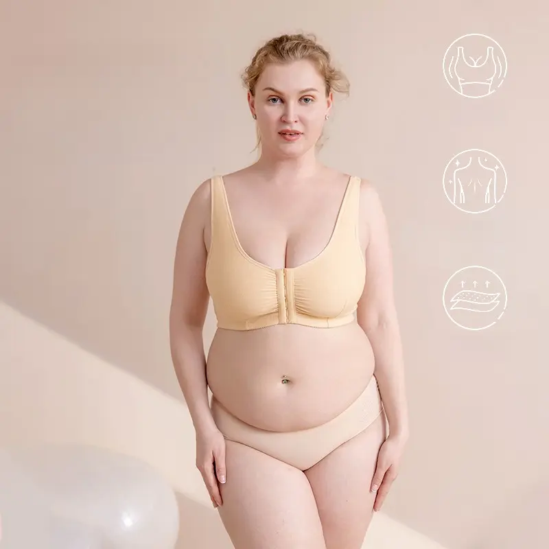Wireless Deep-V Bra Everyday Comfort Push-Up Seamless T-Shirt Bra Slimming Design Adjustable Straps Minimalist Soft Butter-Fabric Breathable Mesh Triangle Panel Basic Women's Underwear Full Coverage
