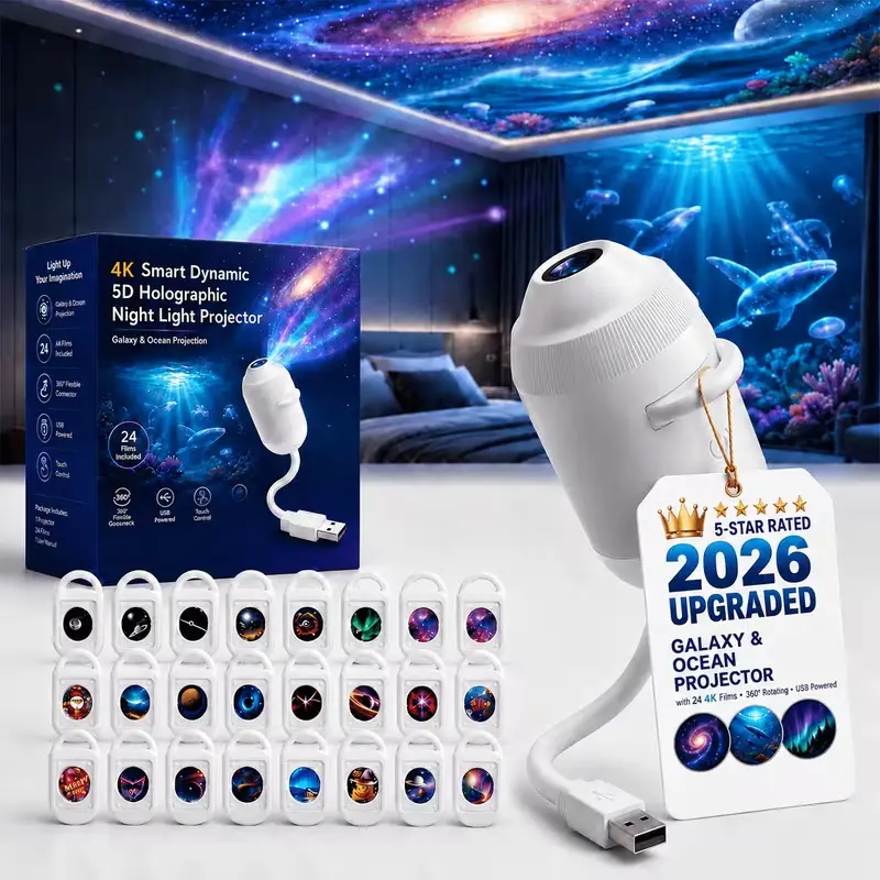 24-in-1 Galaxy Projector with Adjustable Brightness and USB, LED Night Light for Ceiling and Wall