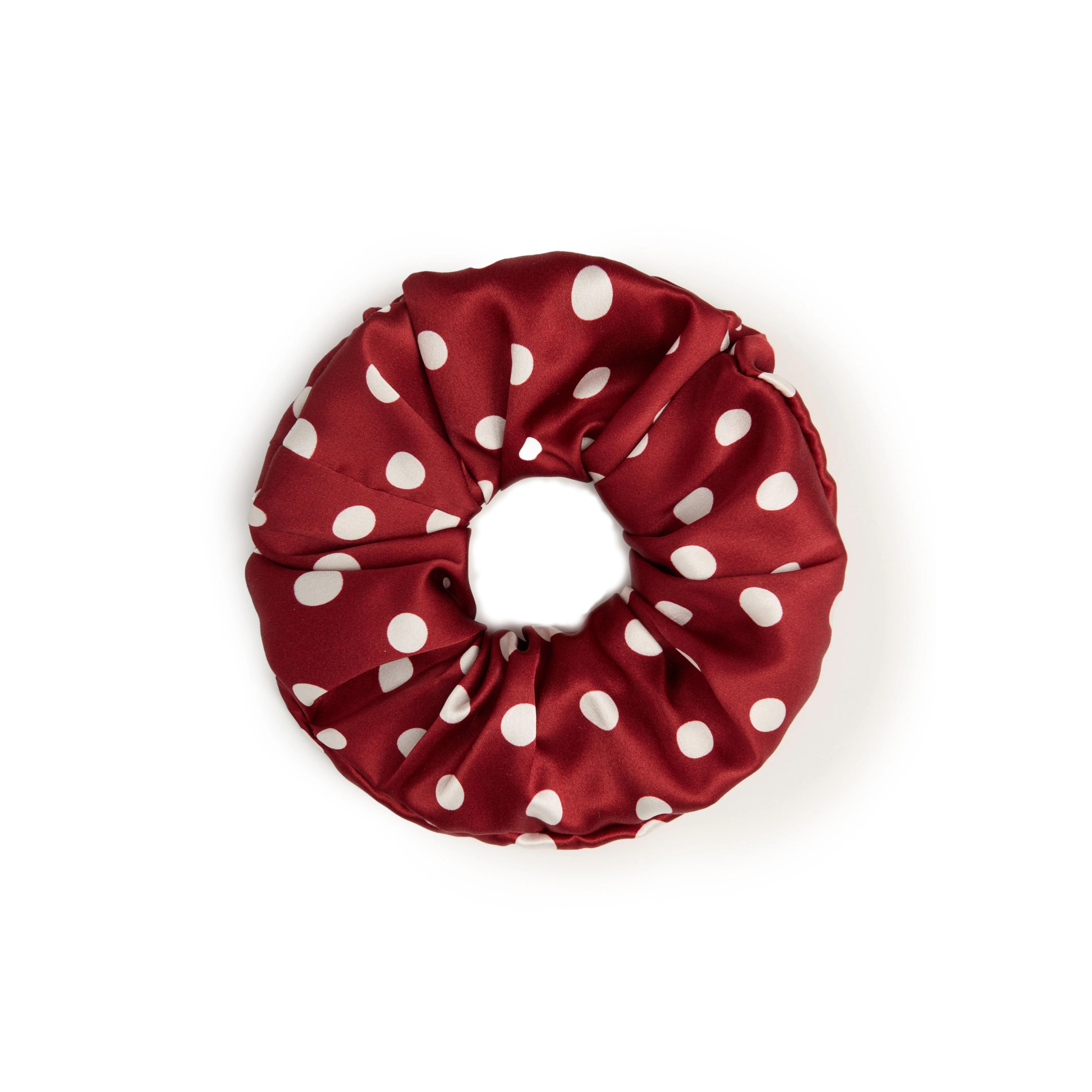 Polka Dot Silk Scrunchie - Red