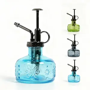 Bamworld Watering Can Glass Mister Watering Spray Bottle 180ml Vintage Decorative Green Indoor Watering Can for Succulents, Herbs and Houseplants