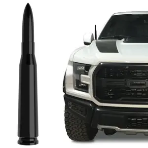 50 Cal Stubby Bullet Antenna Mast Power Radio AM/FM Replacement Universal for car Track Antenna Replacement, Ford F150 F250 F350 RAM 1500 2500 GMC Denali Pick-up Upgrade Signal Models