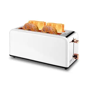 Pukomc 4-Slice Toaster – Wide Slots for Bagels/Waffles, 6 Browning Levels, Removable Crumb Tray | Stainless Steel Toastie Maker Appliances (1500W)