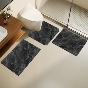 3-Piece Set Bathroom Mat , 0.3-Inch Thick, Rubber Non-Slip Foot Pad, Absorbent Quick-Dry Mat, Suitable For Bathroom Entrance, Under Sink, Toilet Mat, Kitchen Damp Areas, Hotels, Guesthouses, Etc.