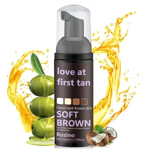 60ml Soft Brown Self Tanning Mousse, Natural Looking Self Tanner for Face & Body, Sunless Moisturizing Tanning Cream, Skin Care Product for Women & Men