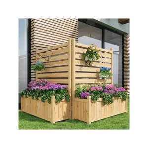 Wood Privacy Screen With Planter Box,Outdoor Air Conditioner Fence,Wood Planter Box With Trellis,Privacy Fence Panel For Outside Trash Can Pool Patio & Backyard Decor
