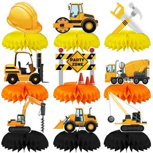 9PCS Set Construction Centerpiece Decorations Table Decorations Construction Theme Birthday Party Decorations Trucks Cars Centerpieces for Construction Theme Birthday Party Supplies