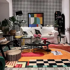 Abstract Art Pattern Room Decor Area Rug, 1 Count Non-slip Soft Floor Mat, Decorative Carpet for Home Living Room Bedroom Hotel Salon, Geometric Pattern Rug, Boho Area Rugs, Modern Abstract Rug, Household Decorative Rug