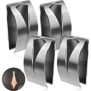 4Pcs No Drill Heavy Duty Adhesive Towel Rack, Rustproof Bathroom Kitchen Wall Hook, Removable Waterproof Towel Holder, Peel-off Mounting Bar for Shower Storage