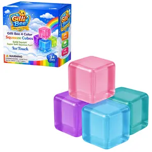 Gilli Bee 4Pack Sensory Squishy Toys | Stress Cube & Marble Heart Fidgets for Anxiety Relief | Ice Touch Slow Rise Squishy Stress Ball for Kids & Adults | Durable High Density Gel Sensory Toy Set