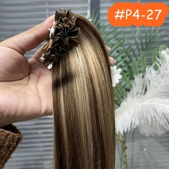 Capsule K Tip V Tip Fusion Keratin Human Hair Extensions, Brazilian Nail Hair 50pcs 30g, 12-28 Inch Silky Straight Natural Remy Hair, Invisible Pre-Bonded, No Tangle No Shedding, Thick Soft & Long-Lasting for Women Daily Party Salon Use