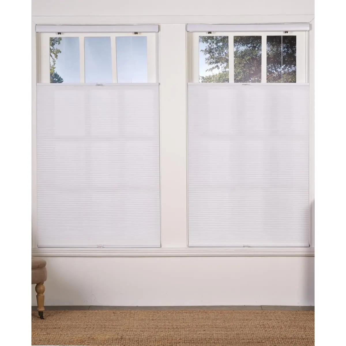 Safe Styles Contemporary Cordless Cellular Shade, Top-Down Bottom-Up Light Filtering Window Blind for Baby Room, White, 60 x 72 in, Cordless Blinds, Windowshades, Polyester, Privacy