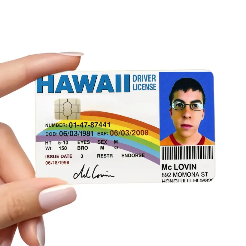 McLovin ID Card Cover - Funny Meme Superbad Fake ID Gag Toy Vinyl Sticker Decal, 3.37 inches x 2.13 inches Collectible for Collectors, Basic Design Credit/Debit/Bank Card Accessory, Scrapbooking Supply for DIY Projects Adds a Playful Twist