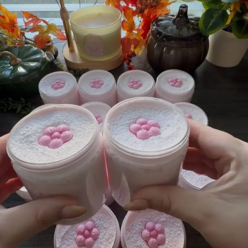 Japanese Cherry Blossom Scent Whipped Sugar Foaming Body Scrub Cleanser, Hydrating Moisturizing Body Care Product