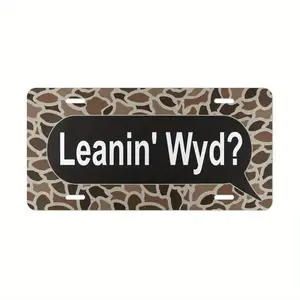 Old School Camo "Leanin' Wyd?"Vanity Plate, License Plate, Hunting Gifts, Leanin Trucks, Aluminum Front License Plate- 6x12- inch polished metal standard plate, easy to install, car trim accessories, for decor only, Made in USA