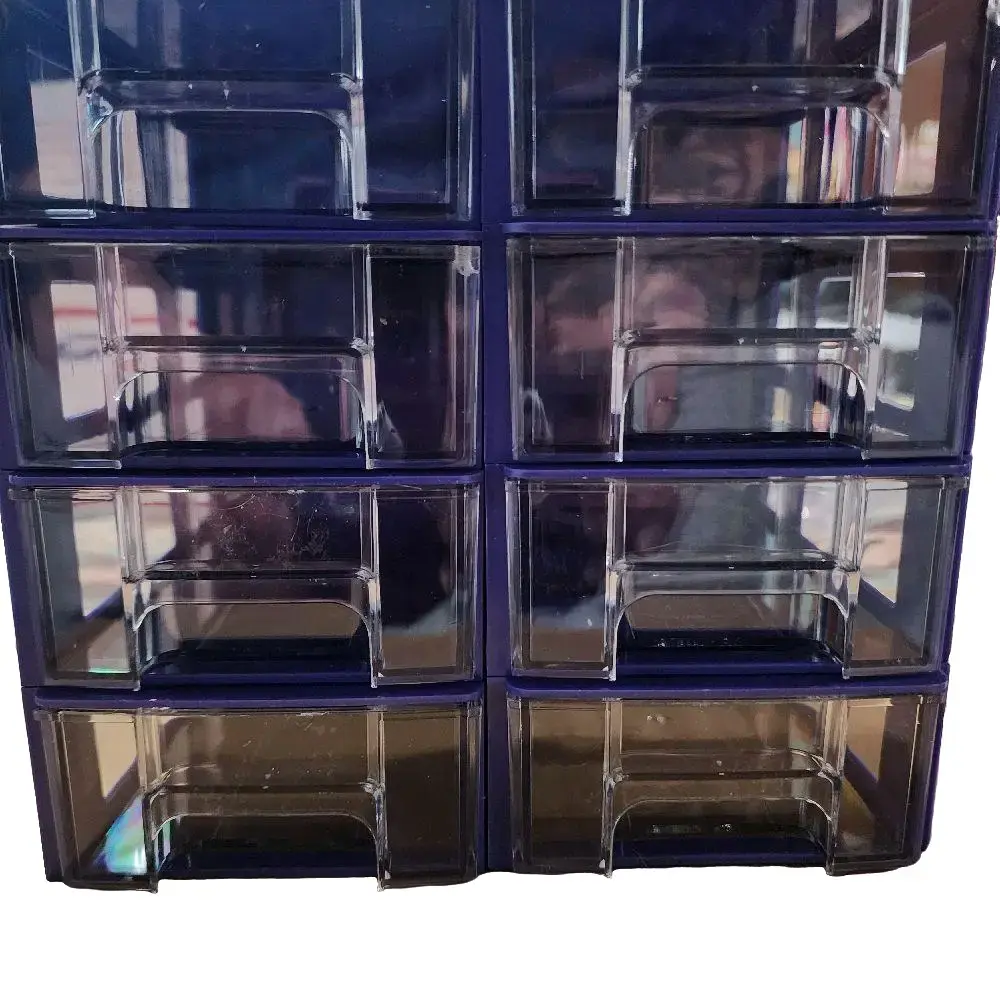 Stackable and Attachable Drawer with 2 Dividers, 8 Individual Drawers for DIY Beading and Crafting in Navy Blue
