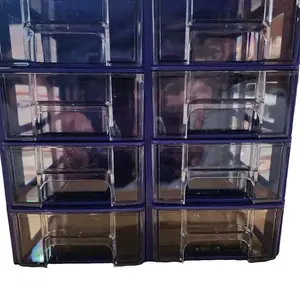 Stackable and Attachable Drawer with 2 Dividers, 8 Individual Drawers for DIY Beading and Crafting in Navy Blue