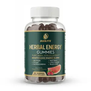 Herbal Energy Gummies for Focus & Vitality | Sea Moss, Shilajit, Ashwagandha, Beet Root, Lion's Mane, Black Seed | Adaptogenic Daily Energy Support | Gelatin Free | 60 Count | 30 Day Supply