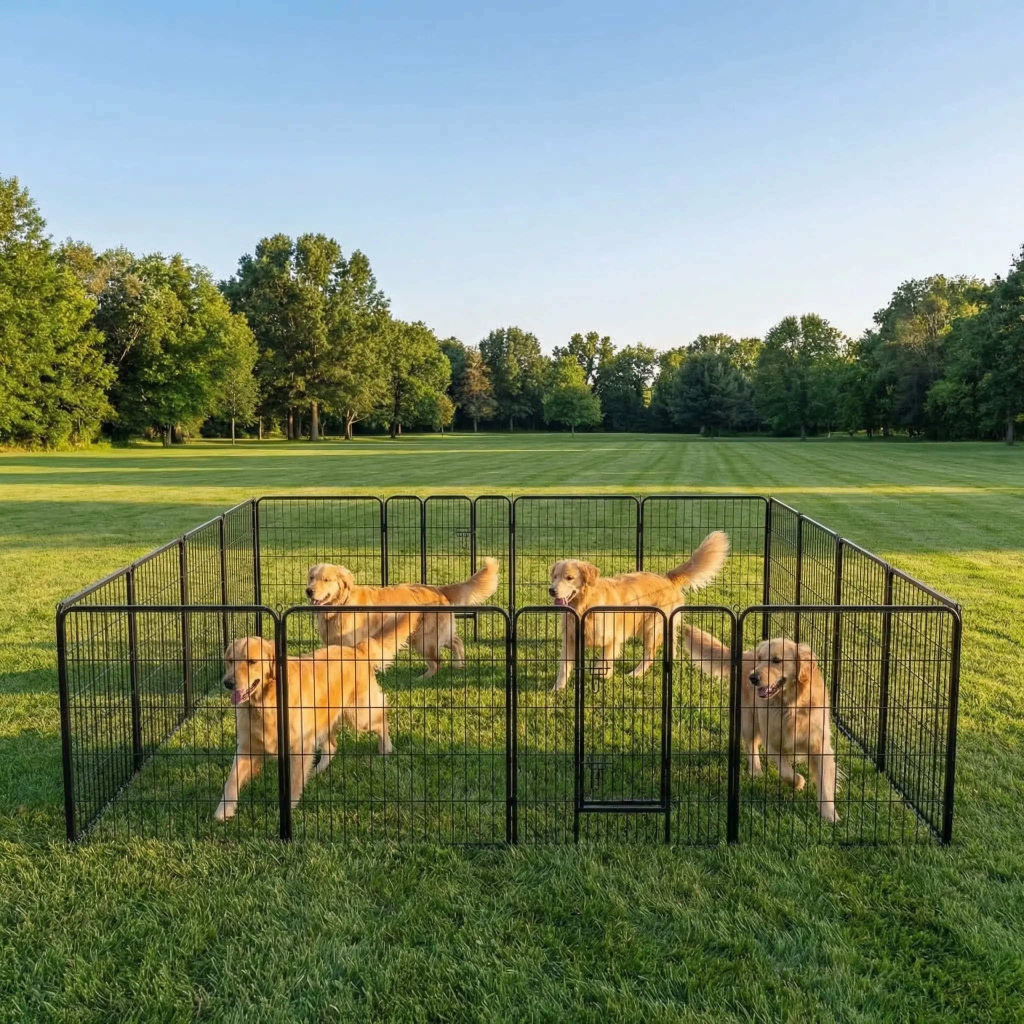 Dog Playpen Outdoor, Metal 40 Inch 16/8 Panels Foldable Pet Fence with Door, Outdoor Indoor Small Medium Large Dog Puppy Portable Exercise Play Pen for RV Camping, Trips, Play Yard