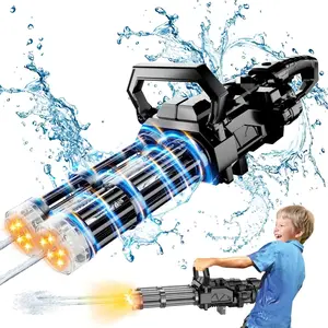 Gatling Electric Water Machine, Dual-Barrel, 49FT High-Pressure Automatic Squirt Machine with LED Water-Sensor, Large Water Tank&Rechargeable Battery