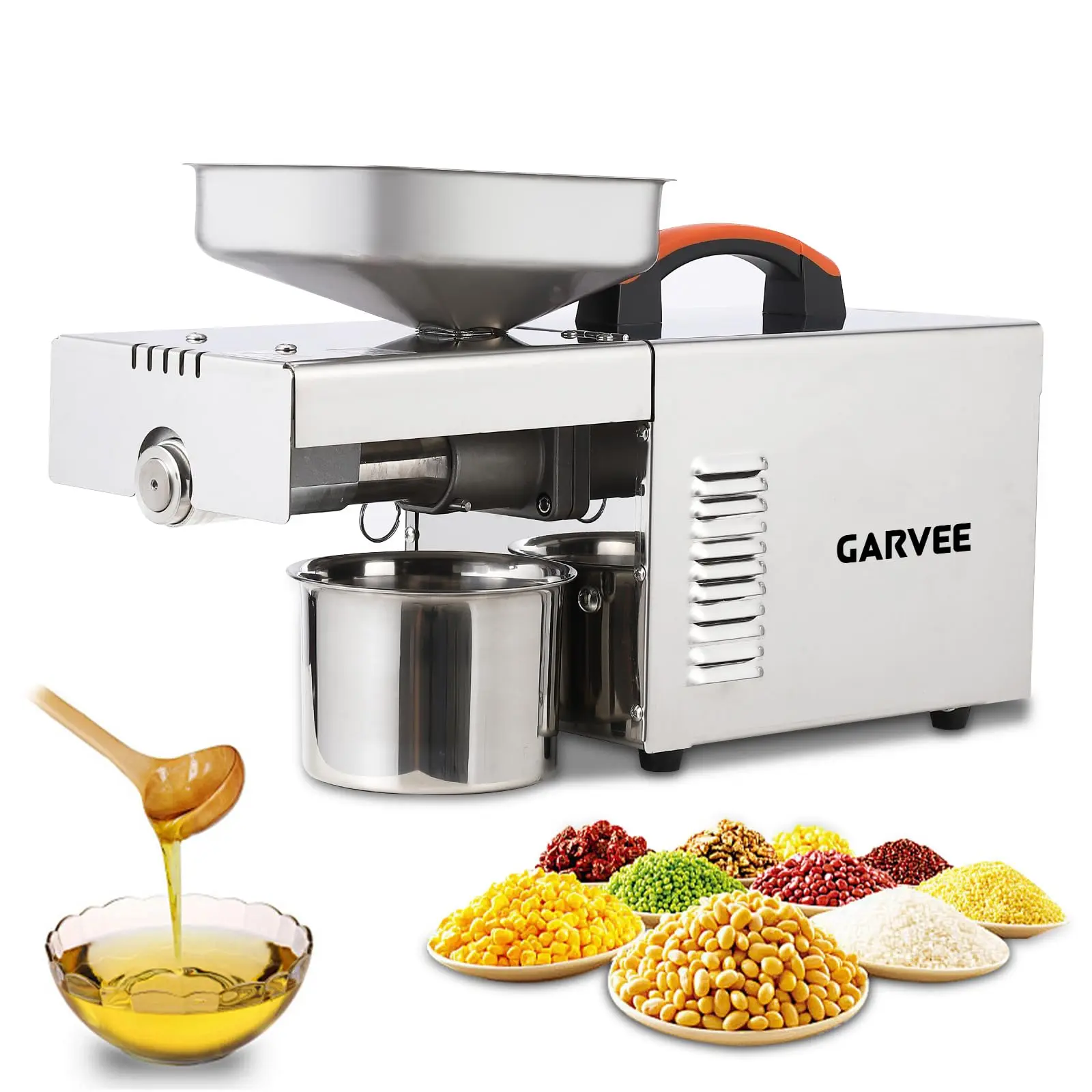 900W Oil Press Machine, Automatic Cold& Hot Electric Oil Press Extractor, 340 Food Stainless Steel, Ideal for Pressing Peanut, Sesame Seeds, Walnut, Almond, Pumpkin, Rapeseed