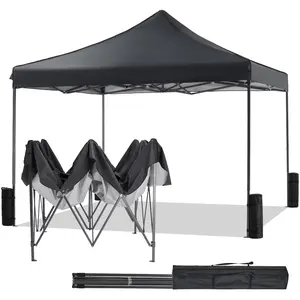10x10 FT Pop Up Canopy Tent with Slant Legs and Carrying Bag, Easy Setup Outdoor Shelter for Patio, Garden, Beach, Grey