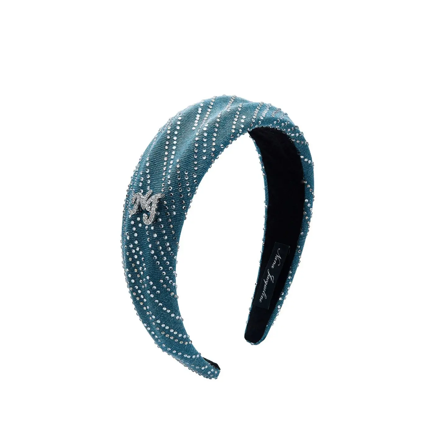 Felicia Crystal-Detail Blue Denim Headband