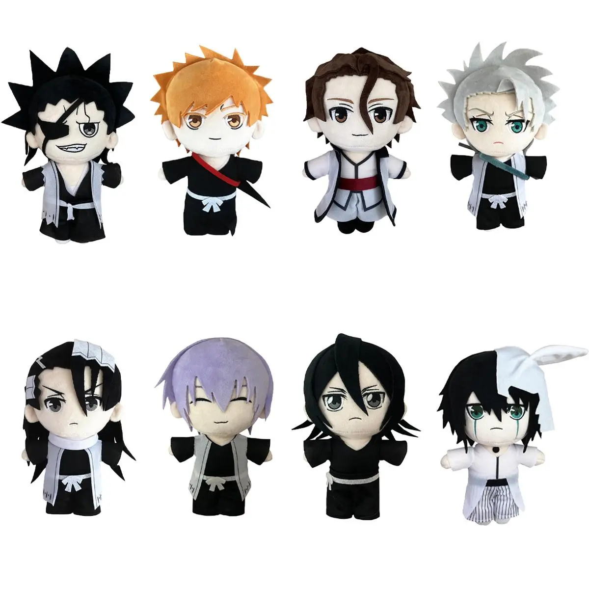 Anime Character Cotton Plush Dolls - Aizen Sousuke, Zaraki Kenpachi, Kuchiki Byakuya, Kurosaki Ichigo, Hitsugaya Toshiro 20cm Height 150g Soft Stuffed Toys, Unisex Key Chain, House Decoration Gifts for Fans