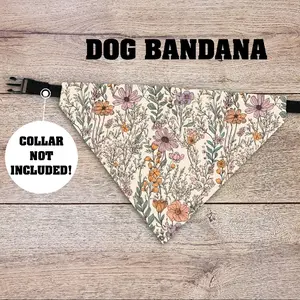 Floral Dog Bandana - Over The Collar - Collar Not Included, Pet, Puppy, Dog Accessories