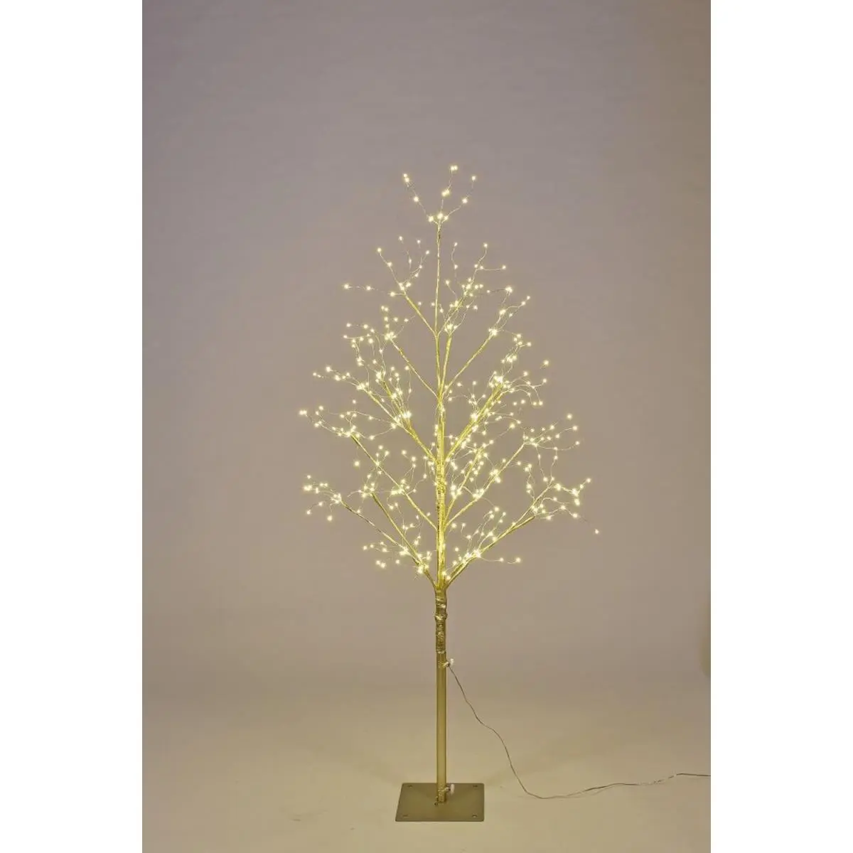 Queens of Christmas 4 ft Branch Christmas Tree - LED-TR04-LWW Model, 450 Warm White LEDs, 5V Voltage, 8 lbs, Warm White & Gold Festive Decoration