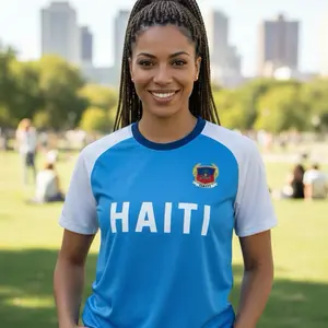 Haiti 2026 World Cup Fan Jersey Blue & White Soccer Shirt with Team Crest No Religion Official Fan Gear