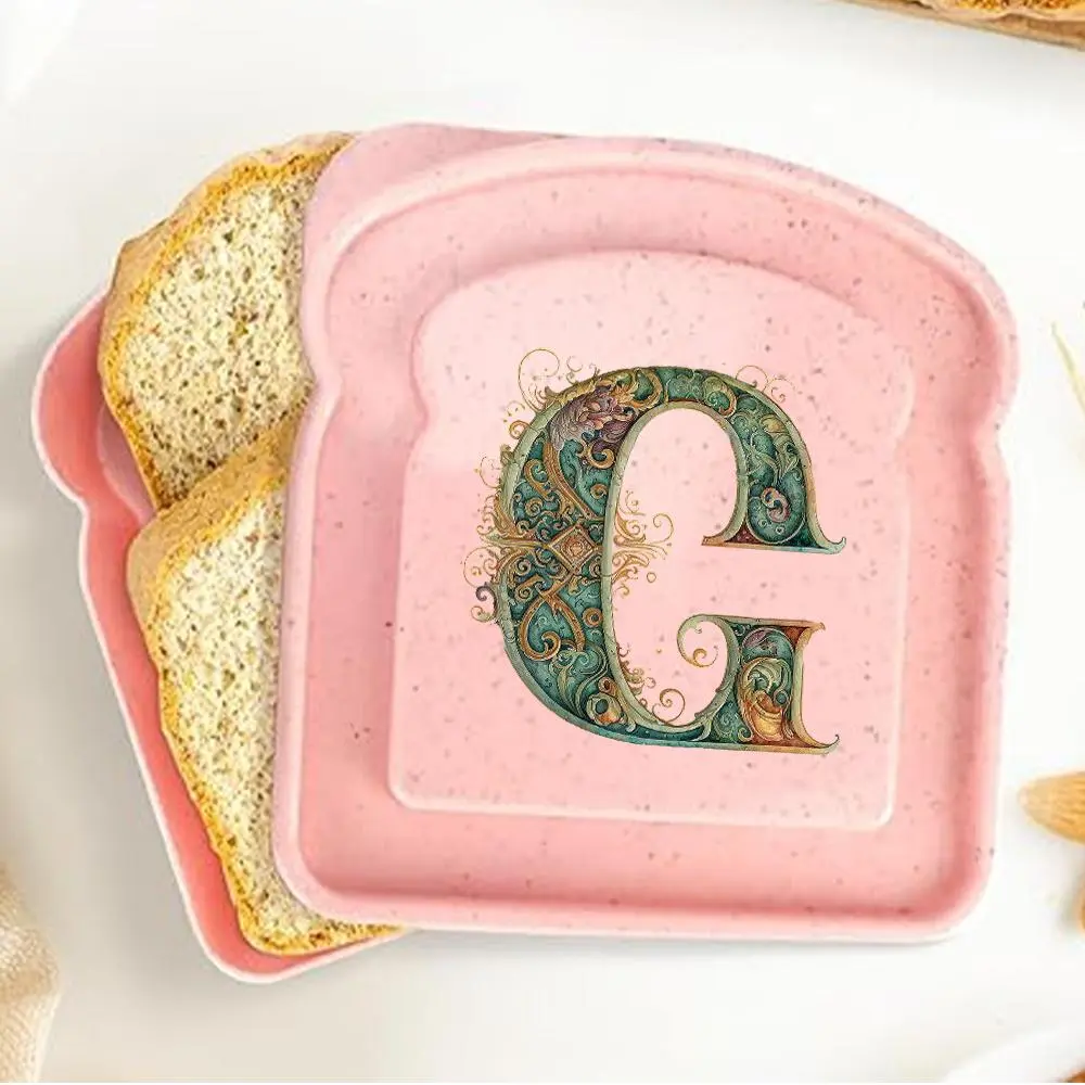 Initial Letter Pattern Toast Bread Bento Box, 1 Count Lunch Box for Sandwich Bread, Food Organizer Container for Breakfast Picnic Hiking Travel