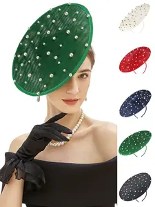 1pc Tea Party Pearl Fascinator Hat for Women Kentucky Headwear Derby Pillbox Church Hat Style for Cocktail Wedding Fascinator Headband
