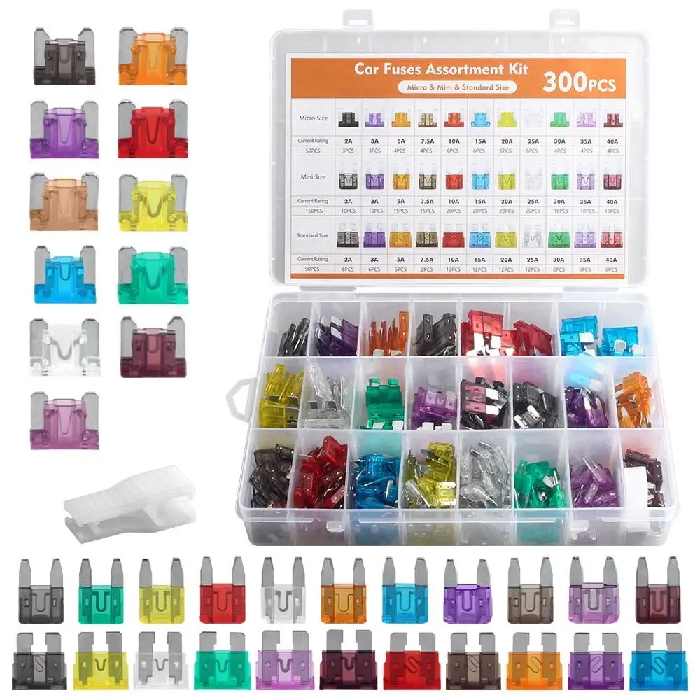 300+ Piece Complete Car Fuse Kit – 160 Mini, 90 Standard, 50 Micro Blade Fuses (2A–40A) + Puller – Perfect for Auto, Truck, RV, Boat & Camper