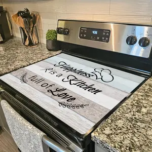 1pc Extra Large Non-Slip Rubber Stove Protector Mat - Scratch-Resistant & Versatile for Electric Glass Cooktops, Ovens, Washers, Dryers, Coffee Machines |   Ideal for Kitchen Decor & Gifts with "Xis a Fill of Love" Design