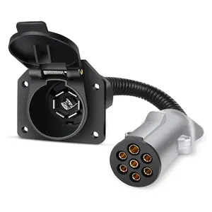 Nilight 7-Pin Round to 7-Way RV Blade Trailer Adapter Connector, Socket Wiring Harness for RV Compatible Vehicle Towing Trucks Converter Plug