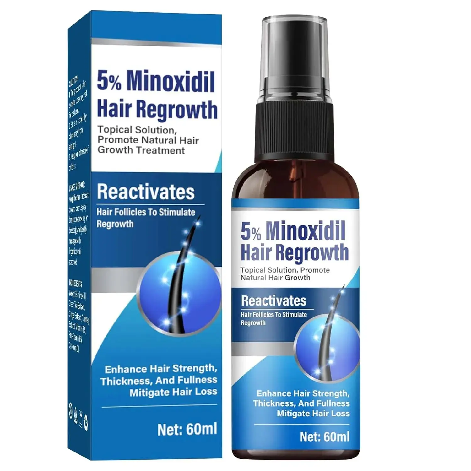5% Minoxidil Hair Regrowth Serum Spray, Unisex Thickening Boost Haircare Treatment for Strengthening & Fuller Hair, 60ml, Strengthening Hair