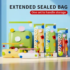Sealed bag frozen storage bag, keep open design, easy to fill, snack bag, storage bag vertical bottom, easy to fill, easy to open and close zipper style, totaling 100 pieces