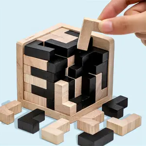 3D Brain Teaser Puzzle Cube Set, Wooden Brain Training & Spatial Reasoning Challenge, Includes 54 Puzzles, Ideal Gift for Adults, Cube Puzzle Box