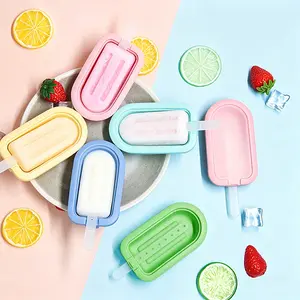 4PCS Stackable Popsicle Molds, Food Grade Platinum Silicone Ice Pop Molds With Sticks Lids, BPA Free Flexible Non-Stick Easy Fill Unmold Reusable Freezer Dishwasher Safe, DIY Homemade Ice Cream Frozen Snack Molds For Kids Summer Party Kitchen Household