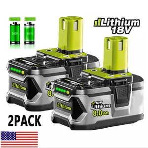 New 2X 8.0Ah Lithium-ion Battery For RYOBI P108 18V One Plus High Capacity 18Vo