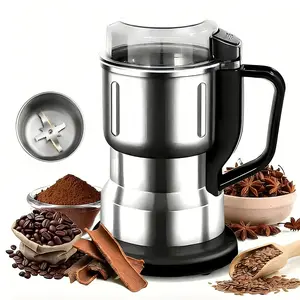 Electric Grinder 400W Powerful Fast Dry Spice & Flower Bud Grinder with Brush, One-Button Switch, Convenient Powder Grinder Suitable for Herbs, Spices, Nuts, Grains, and Coffee Beans