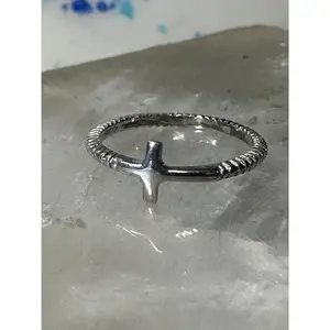 Cross ring religious band  size 3 sterling silver women pinky girls women