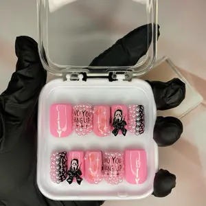 Neon Candy Acrylic Luxury Press on Nails customizable handmade Slay all day scream Halloween with storage case and application kit