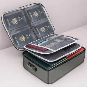 Small Fireproof Storage Organizer Case with Lock(11"x 10"x 4"), 3-Layer Soft Money Safe Coin Organizer Wallet Bag for Cash,Card,Passport,Check,Bill,Travel Home Organizer Carrying Case,Bag with Lock,Fireproof 3-Layer File Storage Case with Water-ResistantS