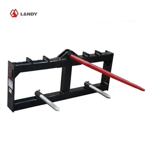 Heavy Duty 49" Hay Bale Spear for Skid Steer Loader - 2-Spike Fork with Quick Attach Plate