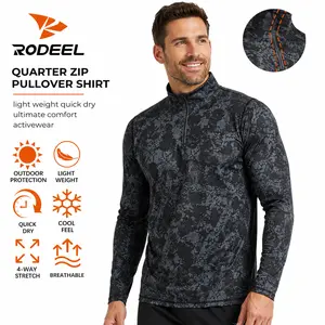 【RODEEL】935 Quarter Zip Long Sleeve Shirts Men UPF 50+ Sun UV Protection Lightweight Quick Dry Moisture Wicking Breathable Cooling Activewear for Outdoor Sport Workout Hiking Running Biking Fishing Boating Athleisure Street Fit, summervibes