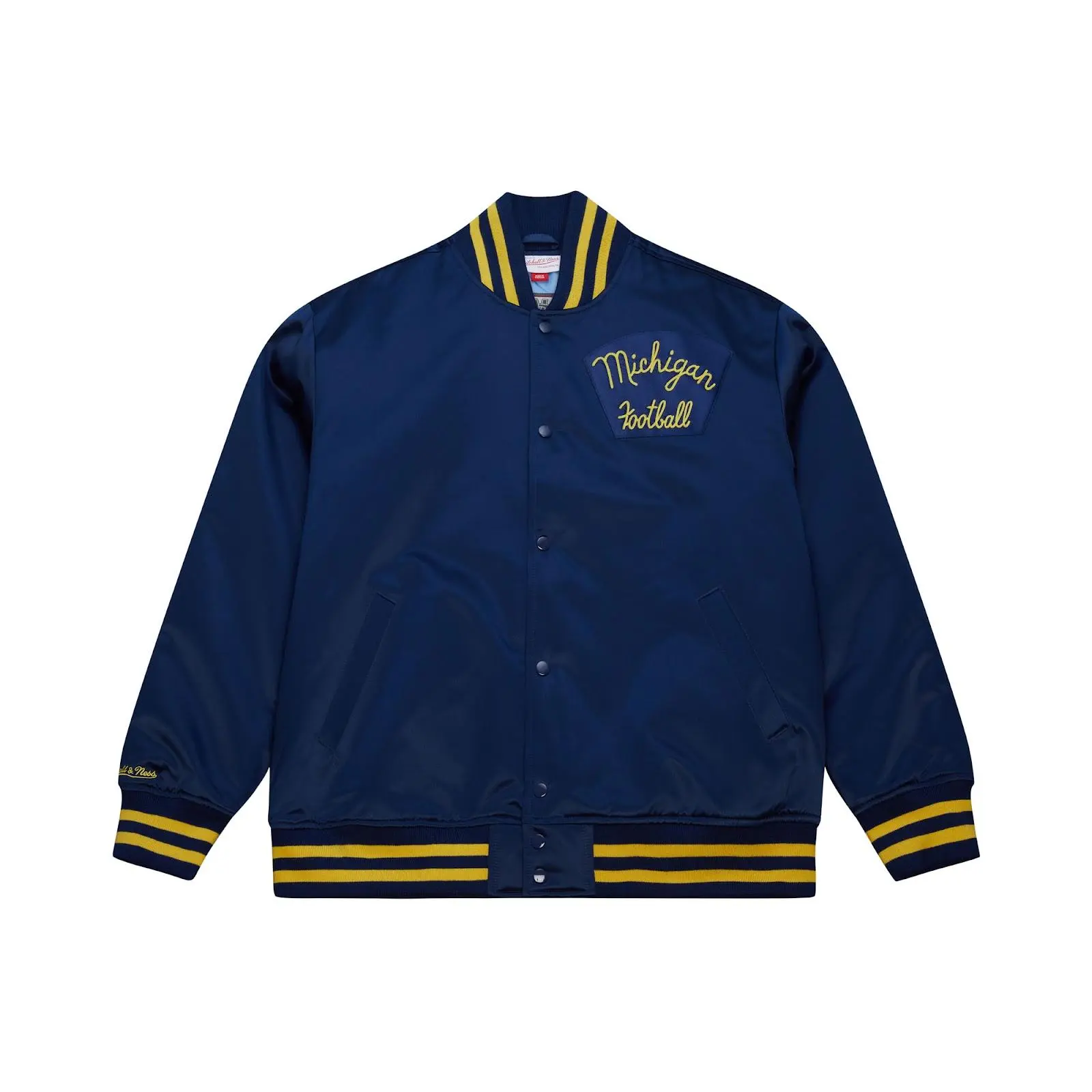 Michigan Wolverines 1950 Navy Vintage Football Satin Full-Snap Jacket NCAA Throwback Outerwear Fan Gear Mitchell & Ness