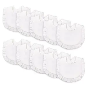 DOSMINE 10-Pack Baby Drooling Bibs Soft Absorbent Muslin Organic Cotton Ultra Soft Comfort Stylish White Collection Parent Friendly Features Complete Set Gift for Baby Shower