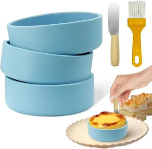 Blue Silicone Air Fryer Egg Mold 3 Pack - Reusable Egg Bite Maker for Air Fryer, Oven & Microwave, BPA Free, Dishwasher Safe, Non-Stick Breakfast Acce