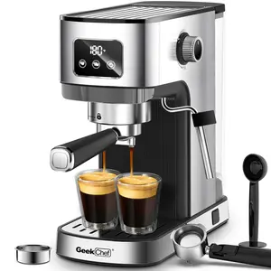 Geek Chef Espresso Machine, Cappuccino & Latte Machine with ESE POD Filter & Milk Frother Steam Wand, Accurate Temperature & Time Control, Compact Coffee Machine for Home,Stainless Steel coffee  machines luxe coffee machine design